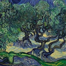 Схема вышивки «Пейзаж Ван Гог дерево»