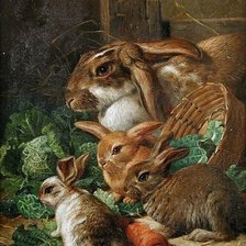 Оригинал схемы вышивки «Семья кроликов» (№2595619)