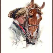 Схема вышивки «Дама с лошадью»