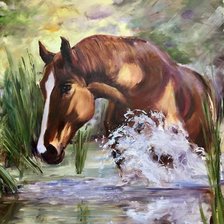 Схема вышивки «Лошадь в реке»
