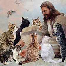 Схема вышивки «Иисус Христос с котиками»