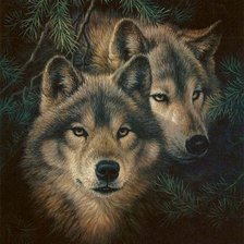 Оригинал схемы вышивки «Пара влюбленных волков» (№2604154)