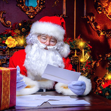 Схема вышивки «Дед Мороз пишет письмо»
