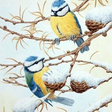 Схема вышивки «Зимние птицы»