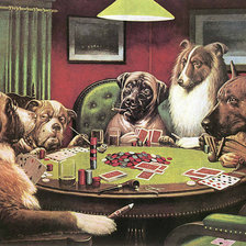 Оригинал схемы вышивки «собаки играющие в покер» (№2610649)