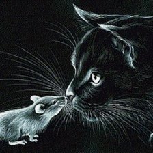 Оригинал схемы вышивки «Кот и мышь» (№2614648)