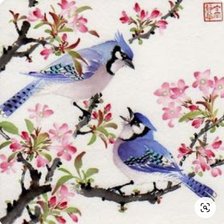 Оригинал схемы вышивки «Птички на ветке» (№2615326)