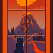 Схема вышивки «кот смотрит на вулкан»