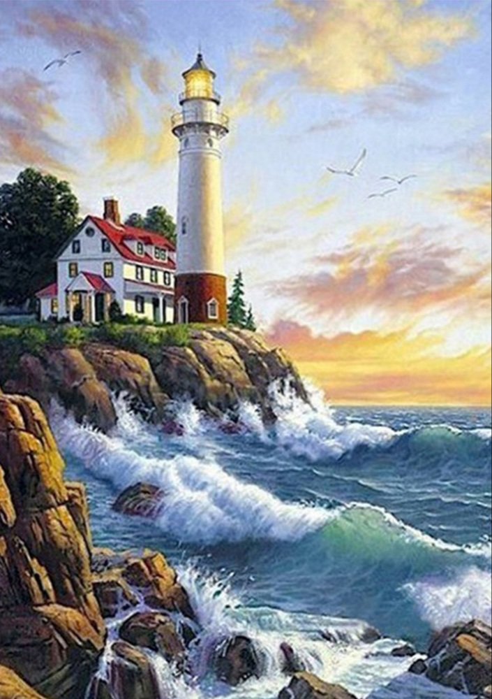 Маяк - природа, маяк, волны, море - оригинал