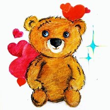 Оригинал схемы вышивки «Медведь с сердечками» (№2627840)