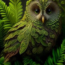 Схема вышивки «Зелёная сова»