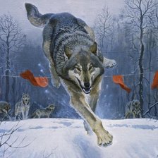 Оригинал схемы вышивки «Охота на волков» (№2636324)