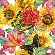 Схема вышивки «Подушка "Цветы и бабочки"»