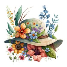 Оригинал схемы вышивки «Шляпа в цветах» (№2640105)