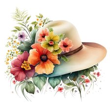 Схема вышивки «Шляпка с цветами»