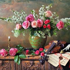 Схема вышивки «Розы и скрипка»