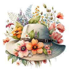 Оригинал схемы вышивки «Шляпа с цветами» (№2641721)