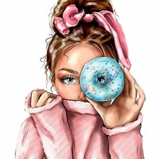 Схема вышивки «Девочка с пончиком»