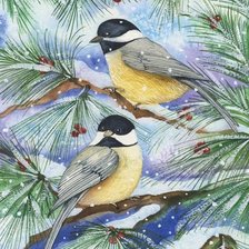 Схема вышивки «Птички в зимнем лесу»