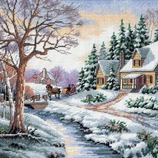 Оригинал схемы вышивки «зима в деревне» (№2653733)