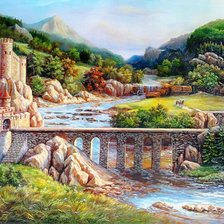 Оригинал схемы вышивки «Река , Замок» (№2666520)