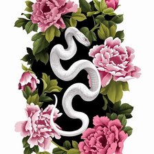 Оригинал схемы вышивки «Змея в цветах» (№2669016)