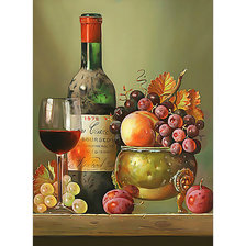 Оригинал схемы вышивки «Натюрморт Вино и виноград» (№2671925)