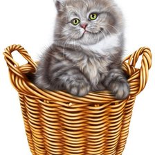 Оригинал схемы вышивки «Котик в карзине» (№2675103)