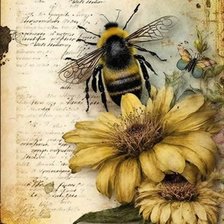 Оригинал схемы вышивки «Пчела и цветы» (№2689940)