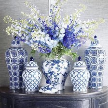 Оригинал схемы вышивки «Букет в синей вазе» (№2701459)
