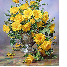 Схема вышивки «желтые цветы в вазе»