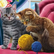 Схема вышивки «Котята и клубки»
