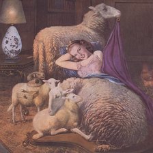 Схема вышивки «девушка лежащая с овцами сальвадор дали»