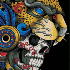 Схема вышивки «Ацтекский воин-череп»