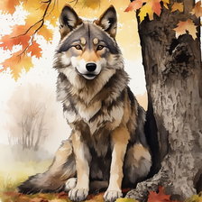 Оригинал схемы вышивки «Волк в осеннем лесу» (№2720388)