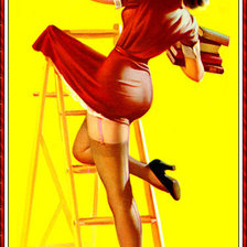 Оригинал схемы вышивки «Девушка с лестницей. По картине Арта Фрам» (№2720722)
