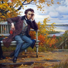 Оригинал схемы вышивки «Пушкин в Михайловском. По картине Бориса Щербакова» (№2720928)