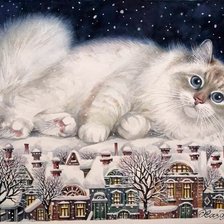 Схема вышивки «Зимний кот»