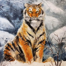 Оригинал схемы вышивки «Тигр зимой» (№2725190)