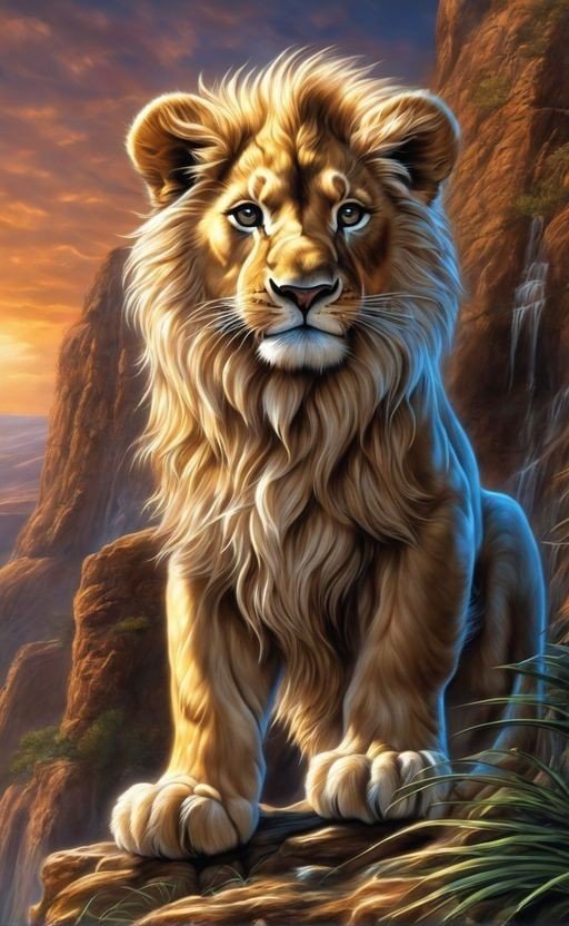 Будущий король - животные, дикие кошки, лев - оригинал