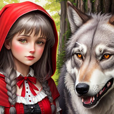 Оригинал схемы вышивки «Красная шапочка и волк» (№2728236)