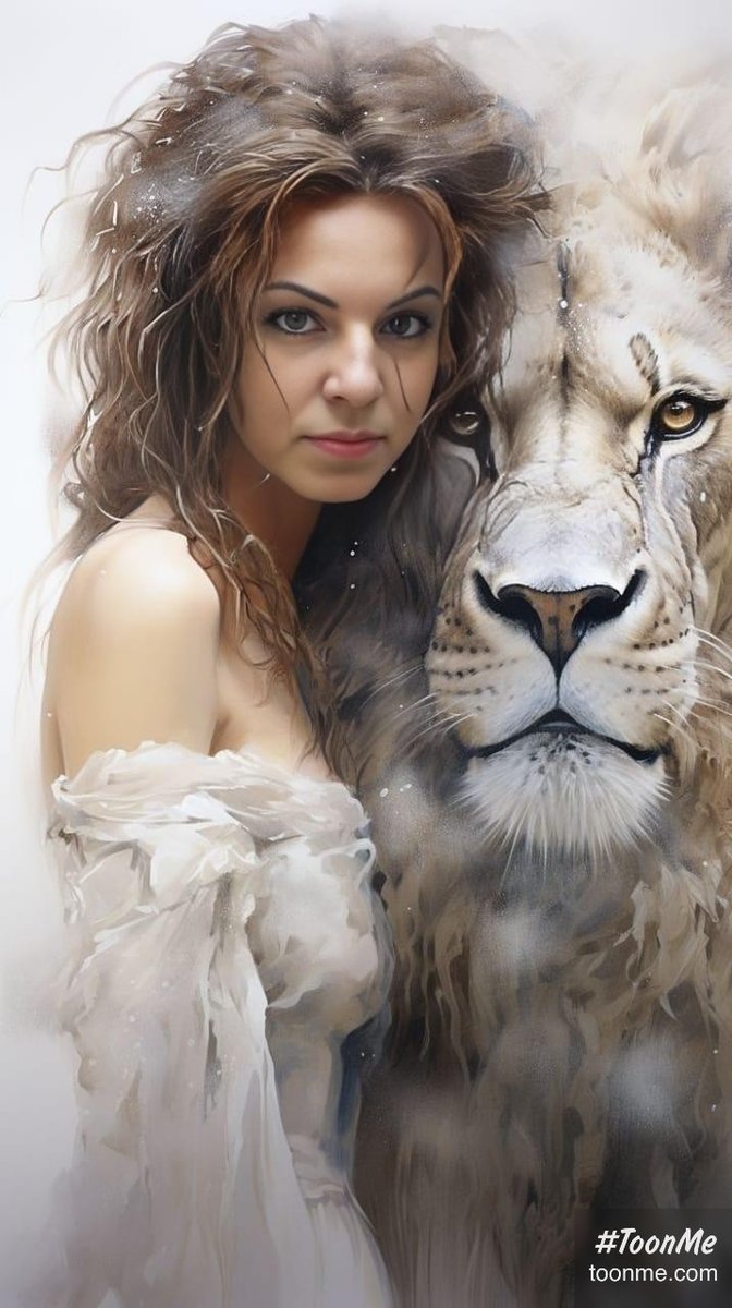 Мой любимый лев - лев, животные, женщина, девушка, красота - оригинал