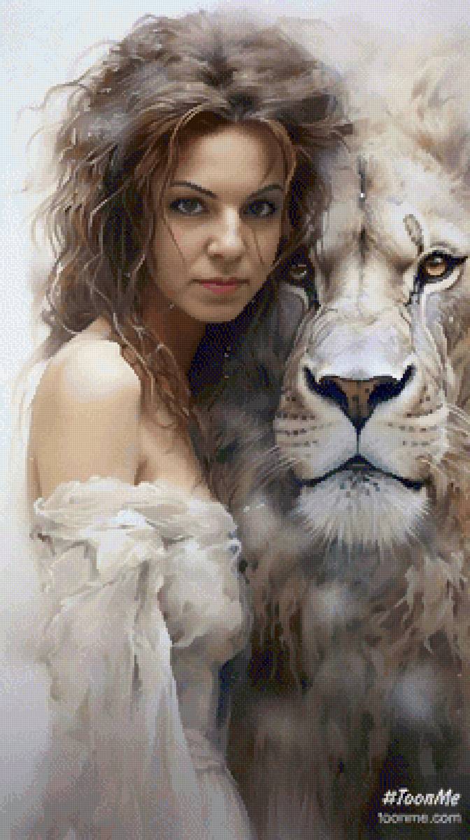 Мой любимый лев - женщина, девушка, красота, животные, лев - предпросмотр