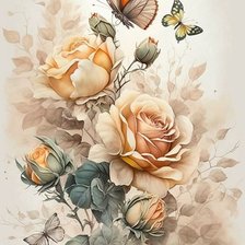 Оригинал схемы вышивки «Розы и бабочки» (№2743234)