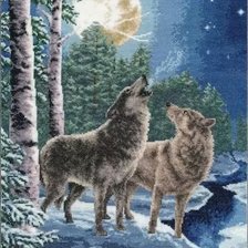 Оригинал схемы вышивки «Волки зимой» (№2747619)