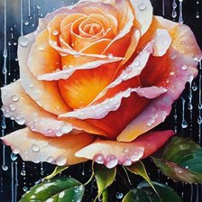 Схема вышивки «Роза под дождем»