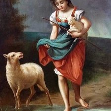 Оригинал схемы вышивки «Девочка -пастушка» (№2754219)