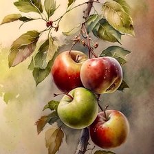 Схема вышивки «Ветка с яблоками»