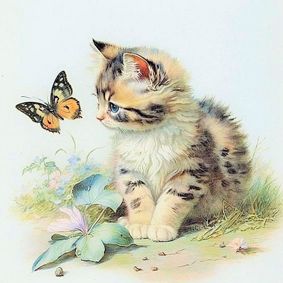 №2757245 - котик, бабочка, до 240 крестиков - оригинал