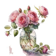 Схема вышивки «Розы в прозрачной вазе»